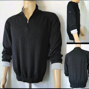 PING ( L ) SENSOR WARM Merino Wool Partial Zip Pullover Black w Heather G…
